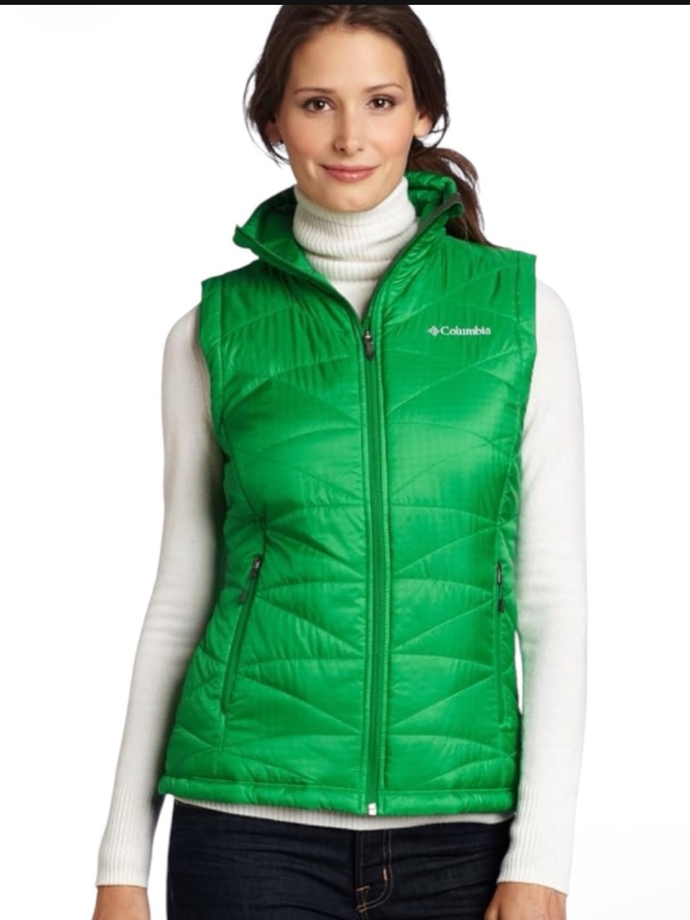 COLUMBIA Mighty Lite III Quilted Packable Vest w. Omni-Heat in Green Size Medium - Picture 11 of 13